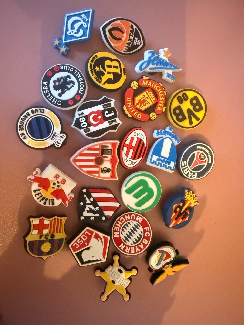 Assorted Futbol Club Badge Shoe Charms - Multicolor
